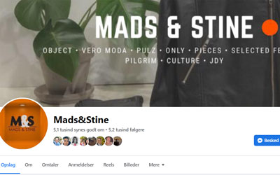 Facebook annoncering for Mads & Stine